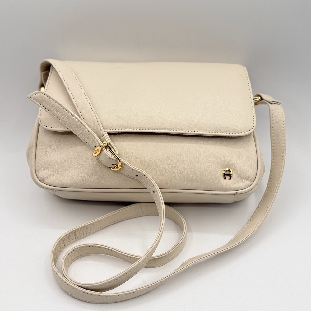 Vtg Etienne Aigner Off-White Leather Crossbody Bag Purse Never Used #5624